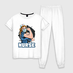Пижама хлопковая женская Медсестра, цвет: белый