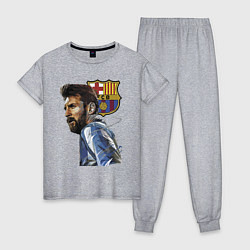 Пижама хлопковая женская Lionel Messi Barcelona Argentina Striker, цвет: меланж