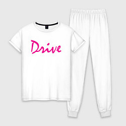Пижама хлопковая женская DRIVE, цвет: белый