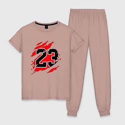 Пижама хлопковая женская Bulls 23, цвет: пыльно-розовый