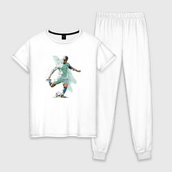 Пижама хлопковая женская Ronaldo Striker Portugal Manchester United, цвет: белый