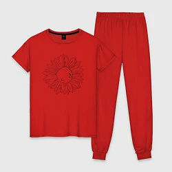 Пижама хлопковая женская Подсолнух, цвет: красный