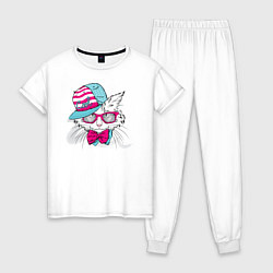 Пижама хлопковая женская Cool Cat, цвет: белый