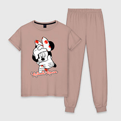 Пижама хлопковая женская Minnie Mouse, цвет: пыльно-розовый