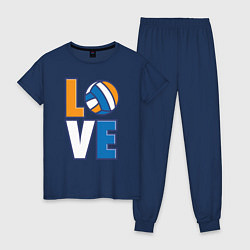 Пижама хлопковая женская Love Volleyball, цвет: тёмно-синий