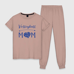 Пижама хлопковая женская Мама Волейбола, цвет: пыльно-розовый