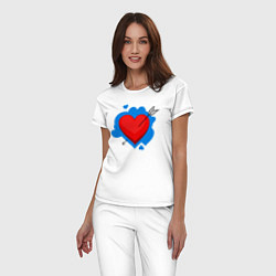 Пижама хлопковая женская Влюбленное сердце, цвет: белый — фото 2