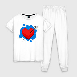 Пижама хлопковая женская Влюбленное сердце, цвет: белый