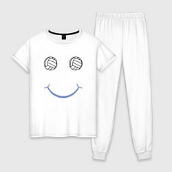 Пижама хлопковая женская Volleyball Smile, цвет: белый