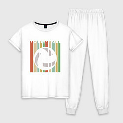 Пижама хлопковая женская Style Volleyball, цвет: белый