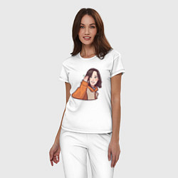 Пижама хлопковая женская Haseul, цвет: белый — фото 2