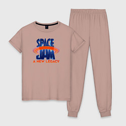 Пижама хлопковая женская Space Jam: A New Legacy, цвет: пыльно-розовый