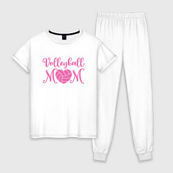 Пижама хлопковая женская Волейбольная мама, цвет: белый