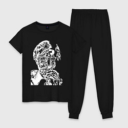 Пижама хлопковая женская Andy Warhol, self-portrait, цвет: черный