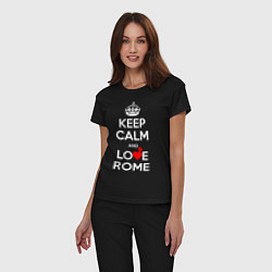 Пижама хлопковая женская Будь спок и люби Рому, цвет: черный — фото 2