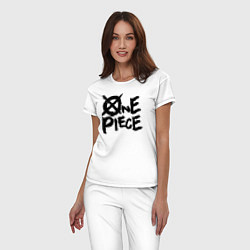 Пижама хлопковая женская One Piece Большой куш лого, цвет: белый — фото 2