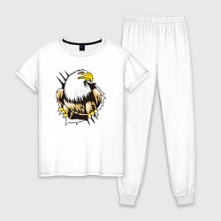 Пижама хлопковая женская Орел 3D, цвет: белый