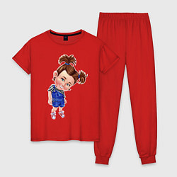 Пижама хлопковая женская Кокетка, цвет: красный