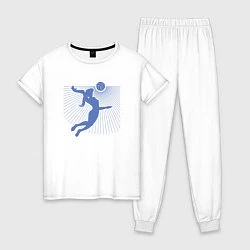 Пижама хлопковая женская Girl Volleyball, цвет: белый