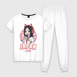 Пижама хлопковая женская Japan lover anime girl, цвет: белый