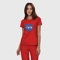 Пижама хлопковая женская Cats NASA, цвет: красный — фото 2