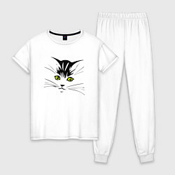 Пижама хлопковая женская Кошечка, цвет: белый