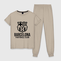 Пижама хлопковая женская Barcelona FC, цвет: миндальный