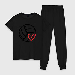 Пижама хлопковая женская Love Volleyball, цвет: черный