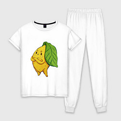 Пижама хлопковая женская Недовольный лимон, цвет: белый