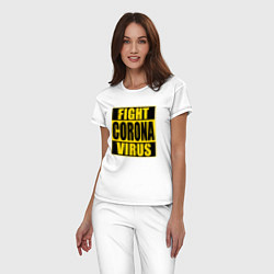 Пижама хлопковая женская Fight Corona Virus, цвет: белый — фото 2