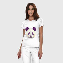 Пижама хлопковая женская Фиолетовая панда, цвет: белый — фото 2