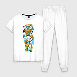 Пижама хлопковая женская Тигр-грация, цвет: белый