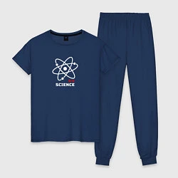 Пижама хлопковая женская Science Наука, цвет: тёмно-синий