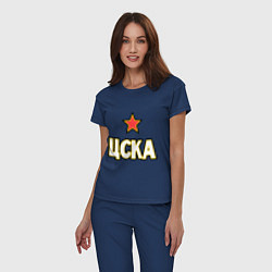 Пижама хлопковая женская ЦСКА, цвет: тёмно-синий — фото 2