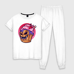 Пижама хлопковая женская Зомби кекс, цвет: белый