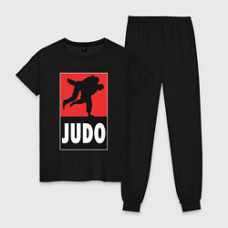 Пижама хлопковая женская Judo, цвет: черный