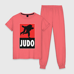 Пижама хлопковая женская Judo, цвет: коралловый