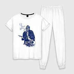 Пижама хлопковая женская Курт Кобейн, цвет: белый