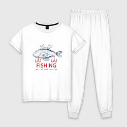 Пижама хлопковая женская Лучший рыболовный клуб, цвет: белый