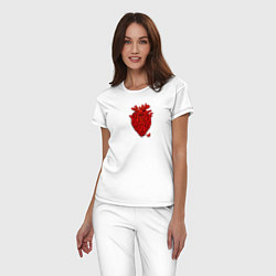 Пижама хлопковая женская Сердце из котиков, цвет: белый — фото 2