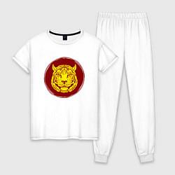 Пижама хлопковая женская Тигр - Япония, цвет: белый