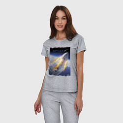 Пижама хлопковая женская Путешествие к звёздам, Space X, цвет: меланж — фото 2