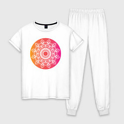 Пижама хлопковая женская Мандала в круге, цвет: белый
