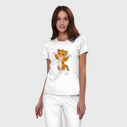 Пижама хлопковая женская Милый тигренок, цвет: белый — фото 2