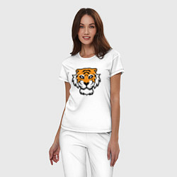 Пижама хлопковая женская Забавный Тигр, цвет: белый — фото 2
