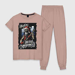 Пижама хлопковая женская Heavy Metal Christmas, цвет: пыльно-розовый