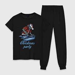 Пижама хлопковая женская Christmas party, cool DJ, цвет: черный