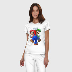 Пижама хлопковая женская Mario Bros, цвет: белый — фото 2