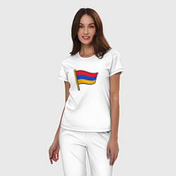 Пижама хлопковая женская Флаг Армении, цвет: белый — фото 2