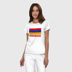 Пижама хлопковая женская Armenia Flag, цвет: белый — фото 2